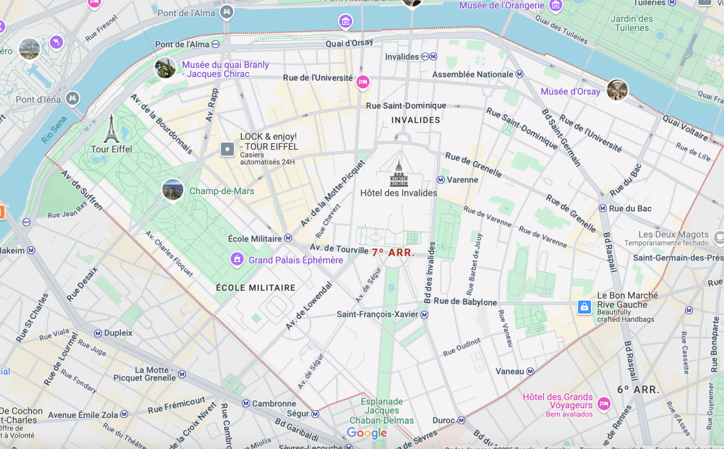 7 arrondissement torre eiffel Paris onde se hospedar